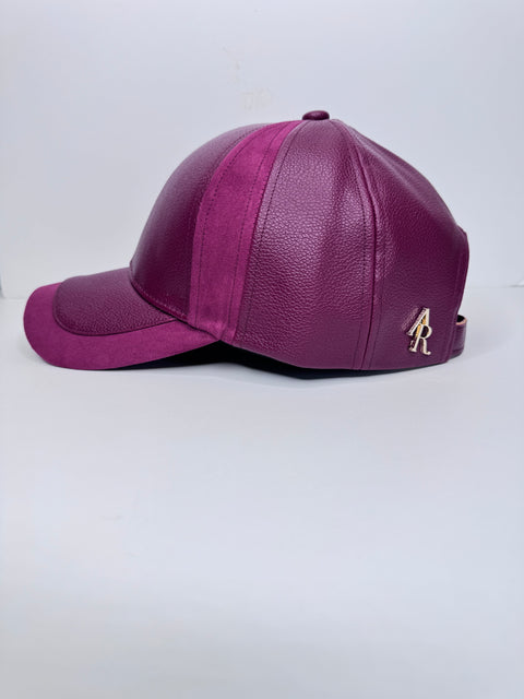 AR Suede/Leather Burgundy Baseball Cap