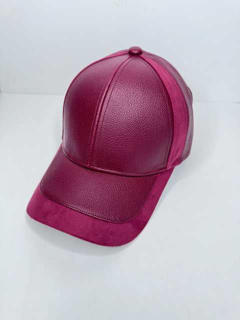 AR Suede/Leather Burgundy Baseball Cap