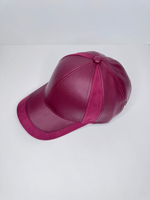 AR Suede/Leather Burgundy Baseball Cap