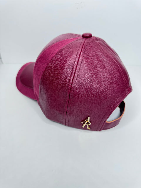 AR Suede/Leather Burgundy Baseball Cap